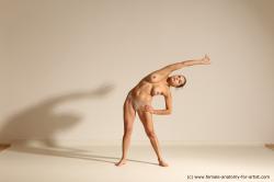 Nude Gymnastic poses Woman White Slim medium blond Dynamic poses Pinup